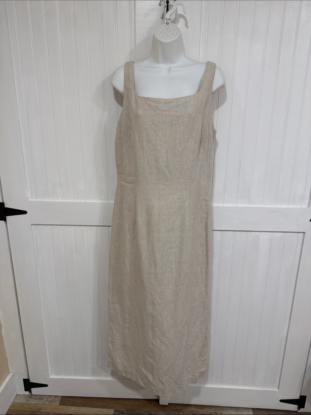 Talbots Linen  Sleeveless Square Neck Maxi Dress - Beige size 12